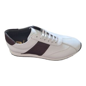 Bruno Magli Carlo Leather Men's White and Brown Casual Sneakers